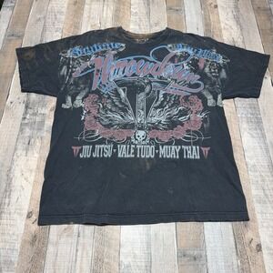 Throwdown Graphic T Shirt Mens XL Black Vintage Distressed MMA UFC Y2K Grunge